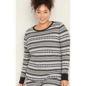 Old Navy Black Gray Fair Isle Long Sleeve Thermal Top